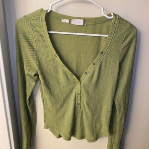 Urban Outfitters Out From Under Avocado-Green Henley Top